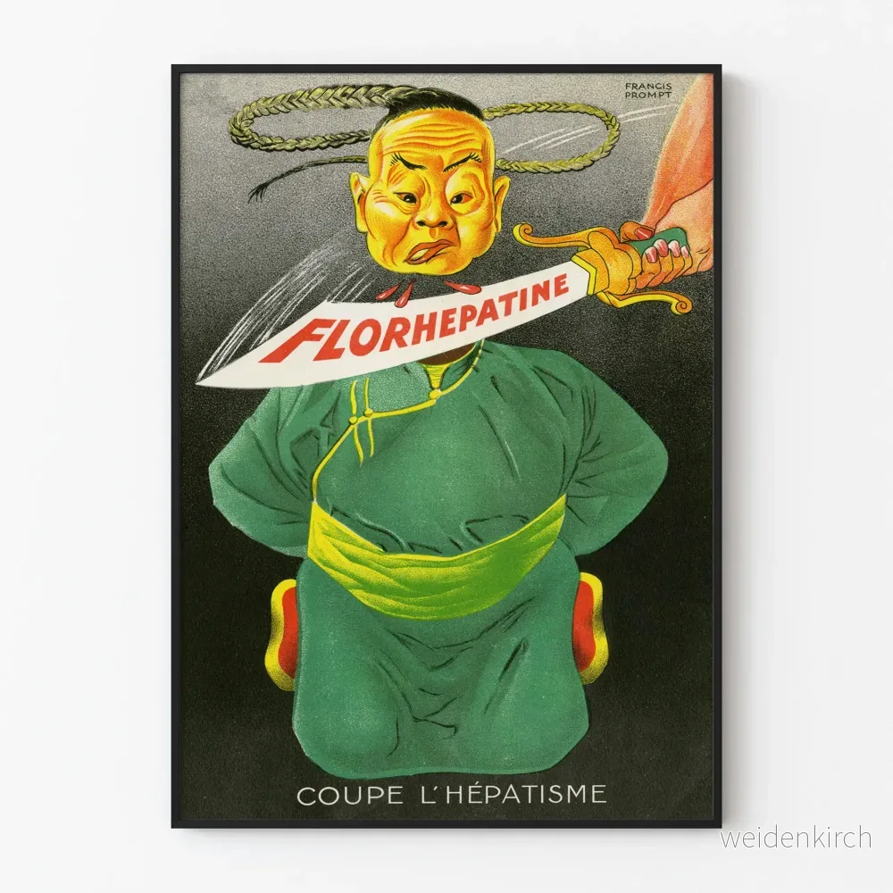 Vintage reklamposter för Florhepatine som avlägsnar leverproblem