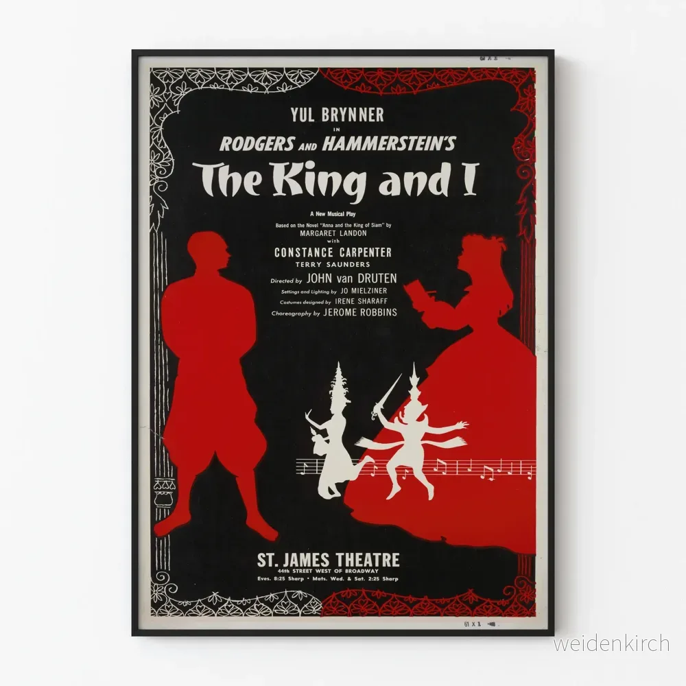 Vintage teaterposter The King and I av Rodgers och Hammerstein