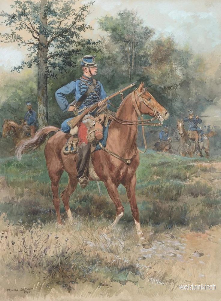 Målning Jägare till häst, kavallerisoldat - Jean - Baptiste Édouard Detaille | Konsttryck - Bild 2