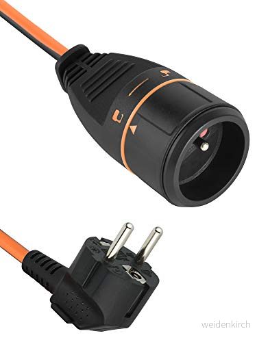 Electraline 57035A förlängningsförlängning 10M 3G1,5 mm kvinnlig fransk Electralock utrustad med ett låssystem som förhindrar frånkoppling av kontakten, svart/orange 3390727550351