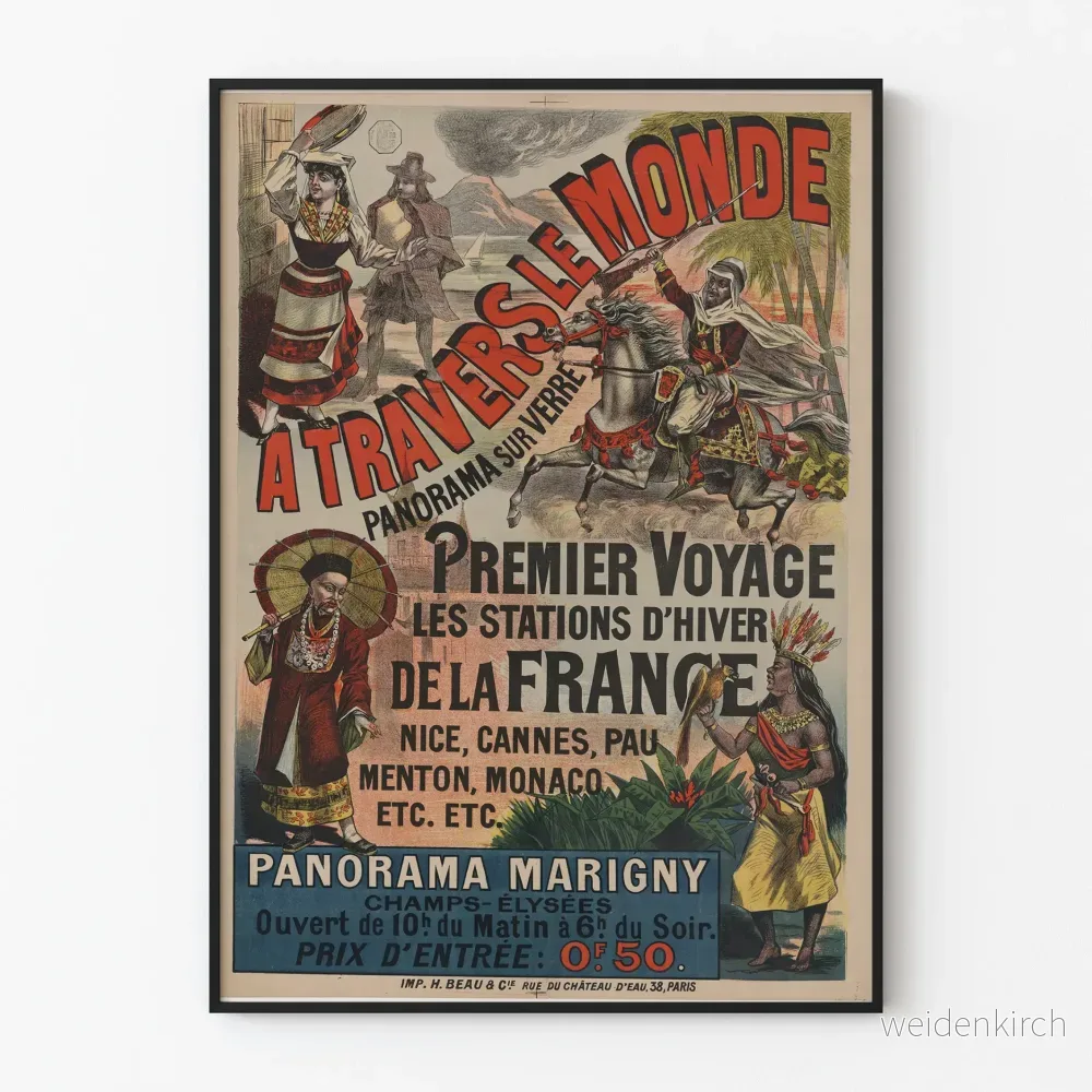 Vintageposter « Genom världen » Panorama på glas