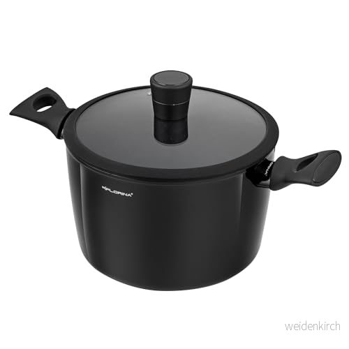 FLORINA Aluminiumkittel (6,4 l) 24 cm I Kokkittel MAGNUM med Silikonglaslock Non Stick Beläggning Hög Softtouch Handtag Pastakittel, Soppgryta 5907758699331