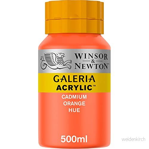 Winsor & Newton 2150090 Galeria akrylfärg, hög pigmentering, ljusäkta, krispig konsistens, 500 ml kruka kadmiumorange 94376914412
