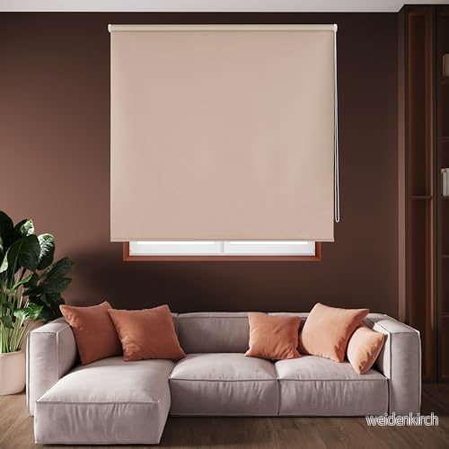Blindecor Draco Mörkläggningsrullgardin ljusbrun, 100 x 230 cm (B H) tygstorlek 97 225 cm. Thermorollo för fönster 8434363037113