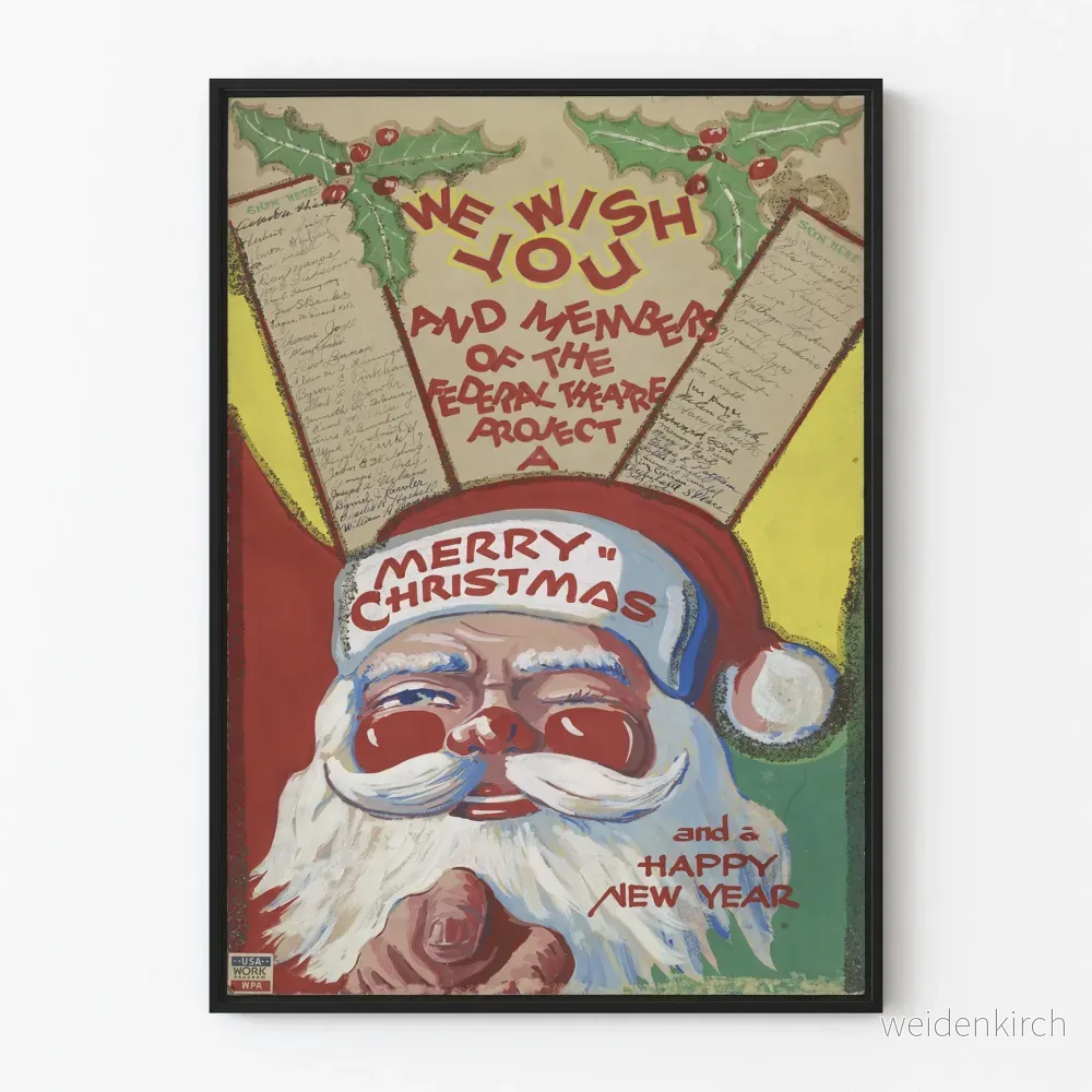 Vintage julposter med jultomte för festlig väggdekoration