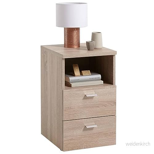 Sängbord Dulcinia 35 cm med Förvaring 2 Lådor + Hylla Grå/Beige 4029494114235