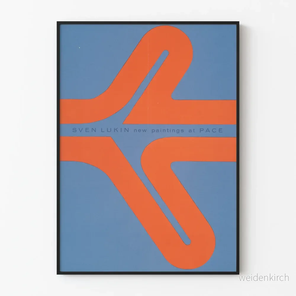 Abstrakt konstnärlig poster av Sven Lukin i blått och orange Abstrakt konstnärlig poster av Sven Lukin i blått och orange