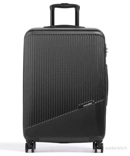 Travelite 4 hjuls resväska set 3 delar storlekar L/M/S, bagage serie Bali: ABS hårda skal trolleys, svart, Trolley Größe M (67 cm), med hårt hjul 4027002086579