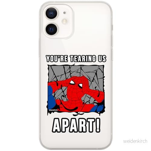 ERT GROUP mobiltelefonfodral för Iphone 12 Mini originalt och officiellt licensierat Marvel mönster Spider Man 035 optimalt anpassad till formen på mobiltelefonen, gedeeltelijk transparant 5905795011338