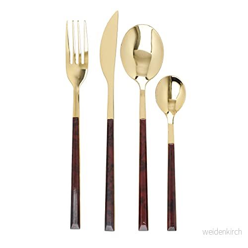 Mikasa Set med Bestick, Rostfritt Stål, Guldfärgade/Imitation av Sköldpaddsskal, 16 Delar, MKTORT16PC 5057982074807