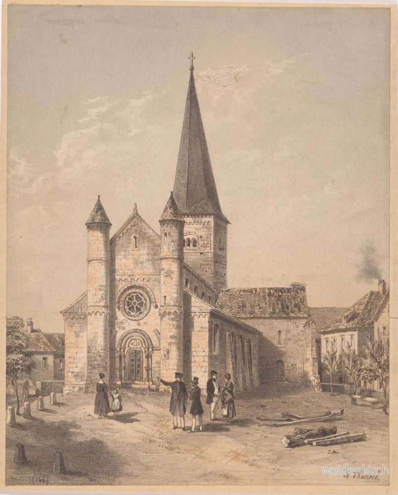 Målning av utsikten över Saint-Adelphe-kyrkan i Neuwiller-lès-Saverne - Adolphe Hastrel de Rivedoux | Konsttryck - Bild 2