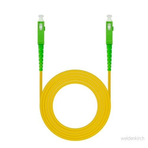 Ewent 1 meter fiberoptisk kabel SC/APC för Simplex Monomodale 9/125, G.657A2, LSZH, kompatibel med Tim Fiber, Vodafone Wind Fiber och Tre Etc, Gul/Grön 1M 8052101432053