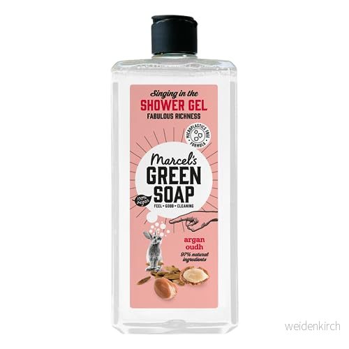 Marcel's Green Soap Duschgel Argan & Oudh Mikroplastisk fri formel Återvunnen plastflaska 95% biologiskt nedbrytbar Vegan 300 ml 8719325558234