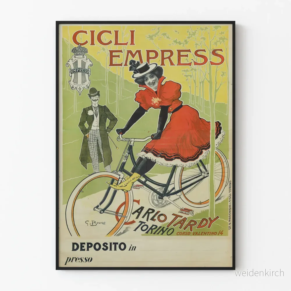 Vintageposter Cicli Empress damcykel röd Vintageposter Cicli Empress damcykel röd