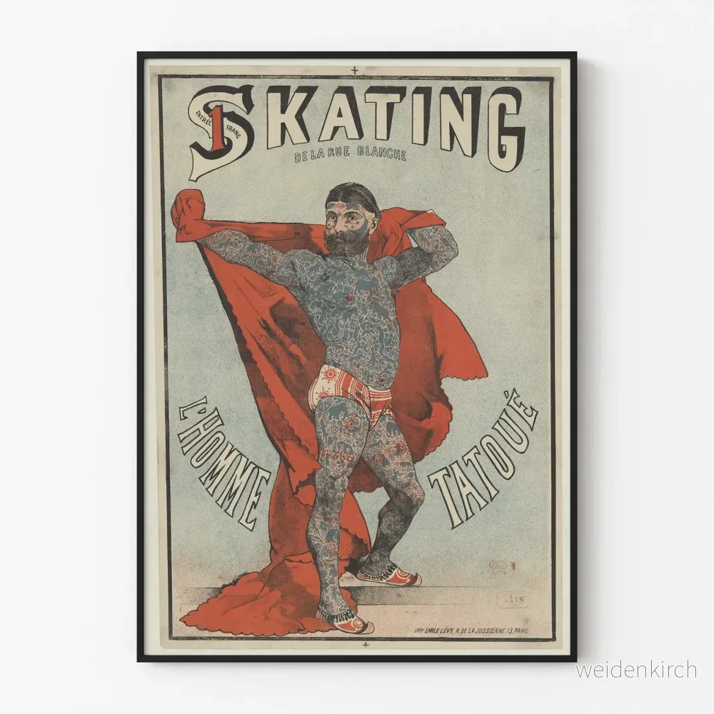 Vintageposter L’Homme Tatoué Skating Rue Blanche Vintageposter L’Homme Tatoué Skating Rue Blanche
