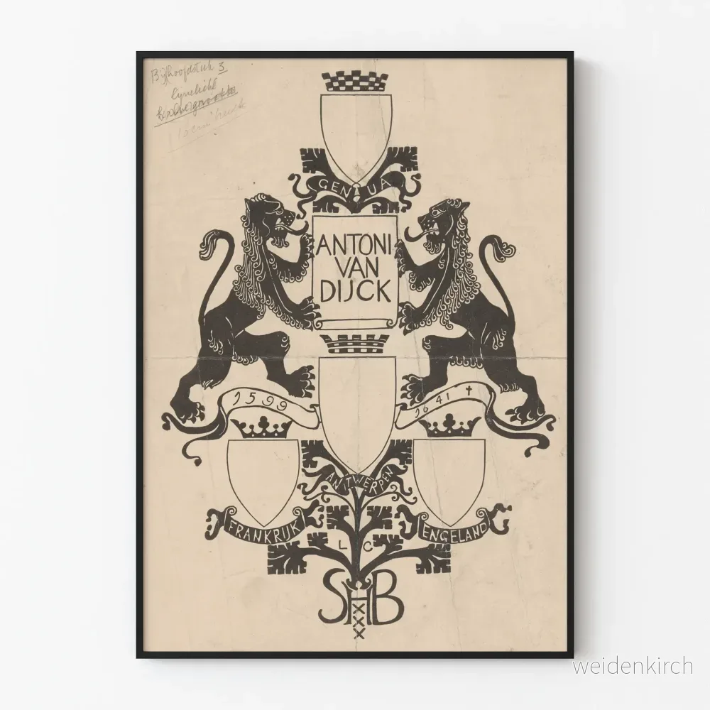Heraldisk affisch Antoni Van Dijck väggdekoration vintage