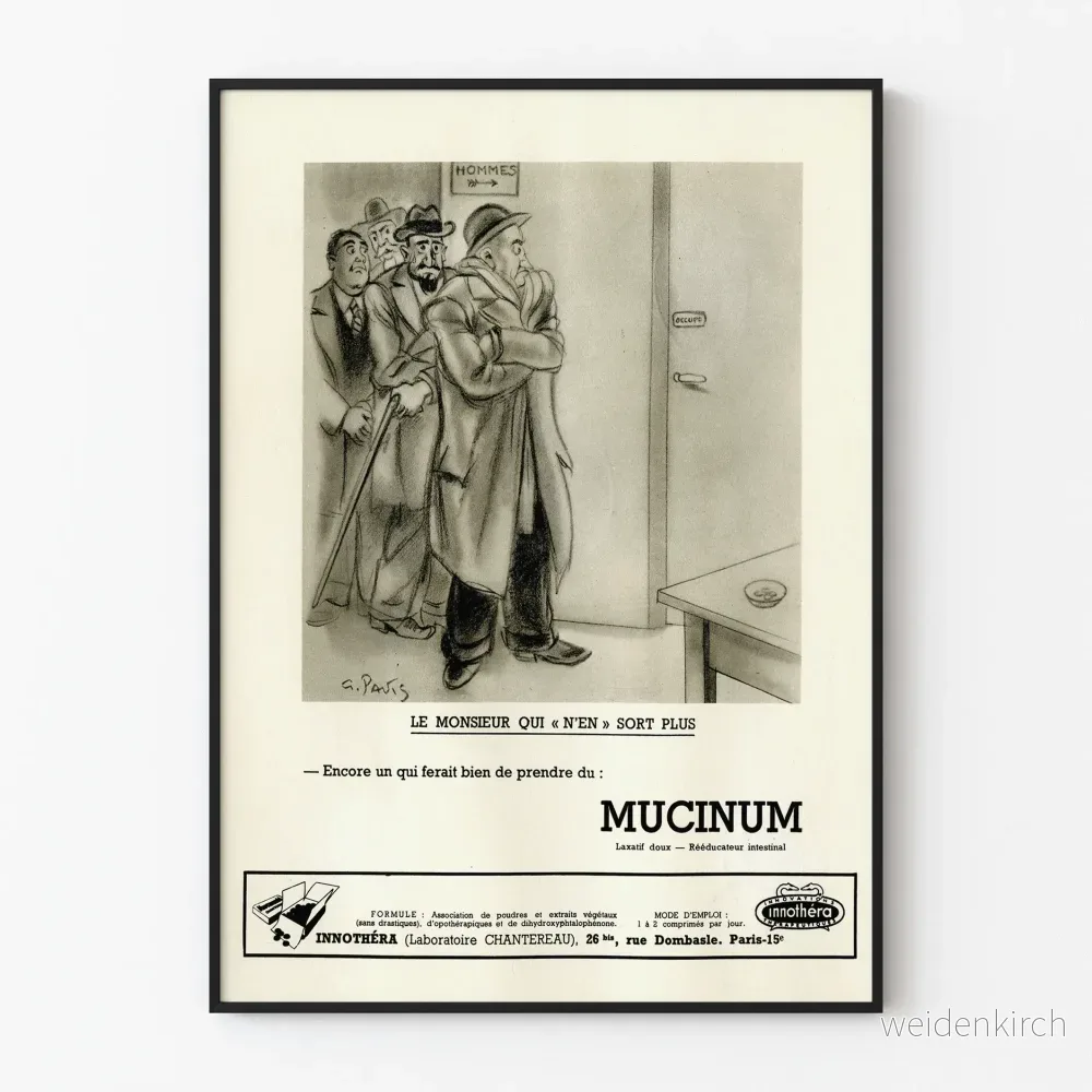 Vintage reklamposter för Mucinun mild laxerande