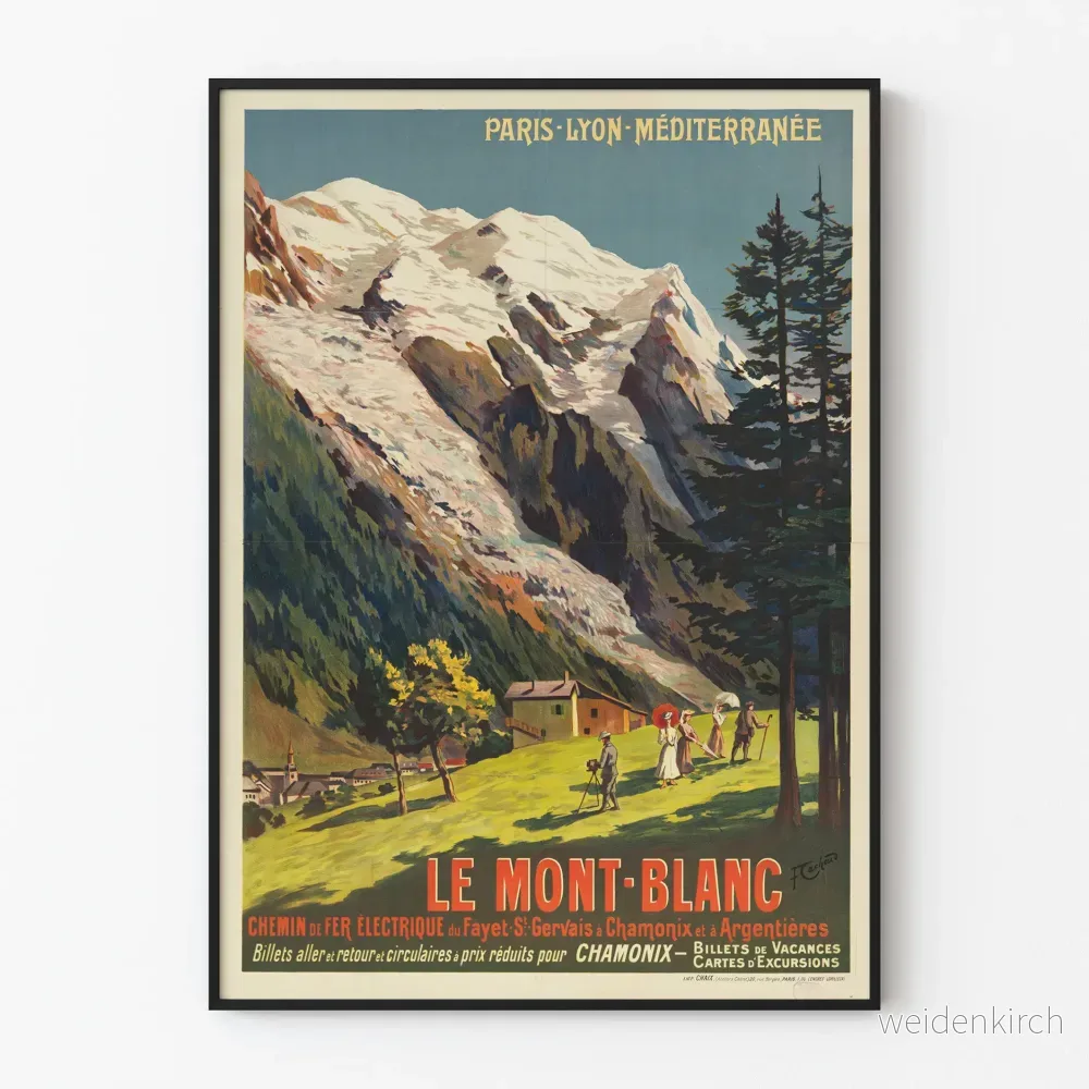 Vintageposter Le Mont-Blanc-tåget Paris-Lyon-Méditerranée