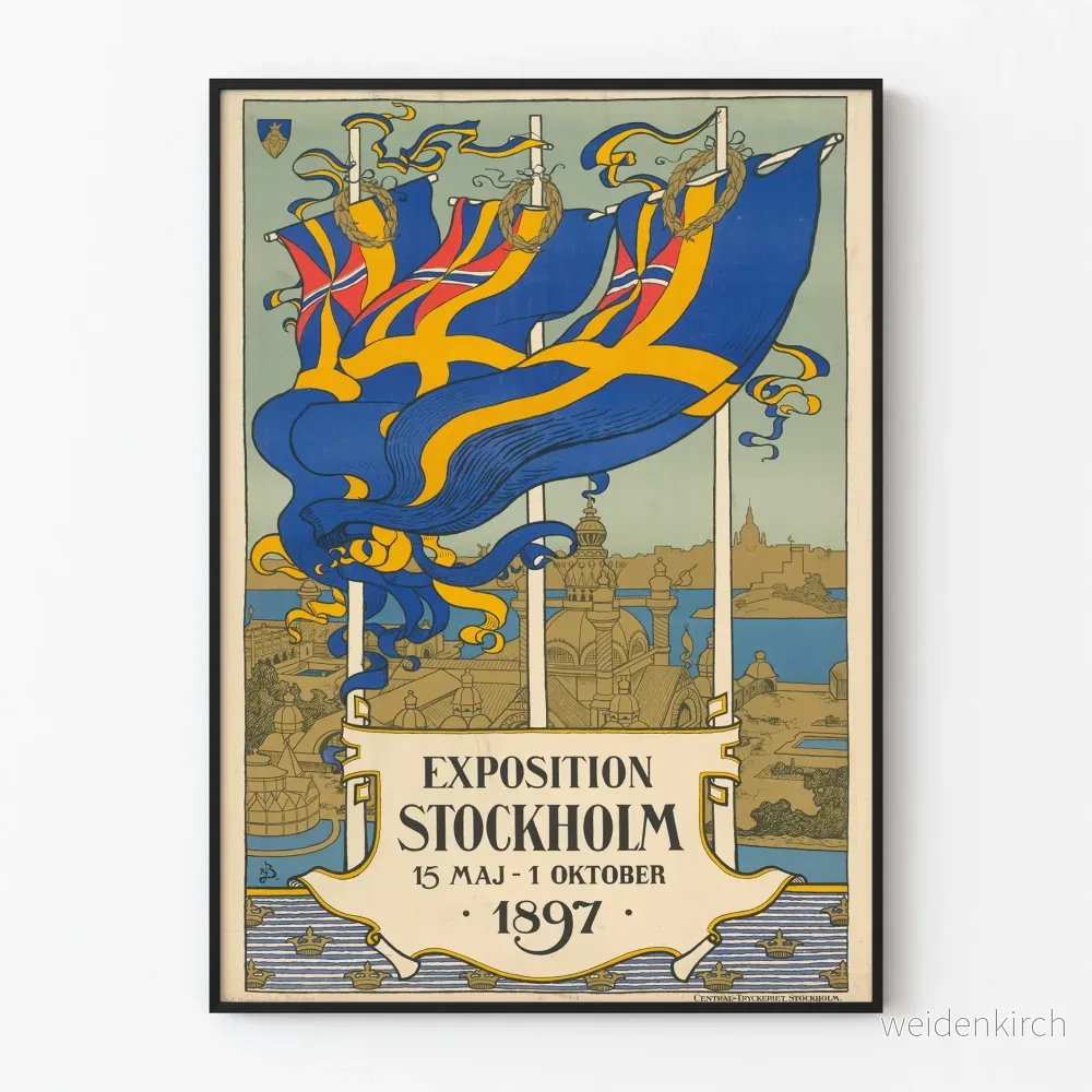 Vintageaffisch Utställning Stockholm 1897