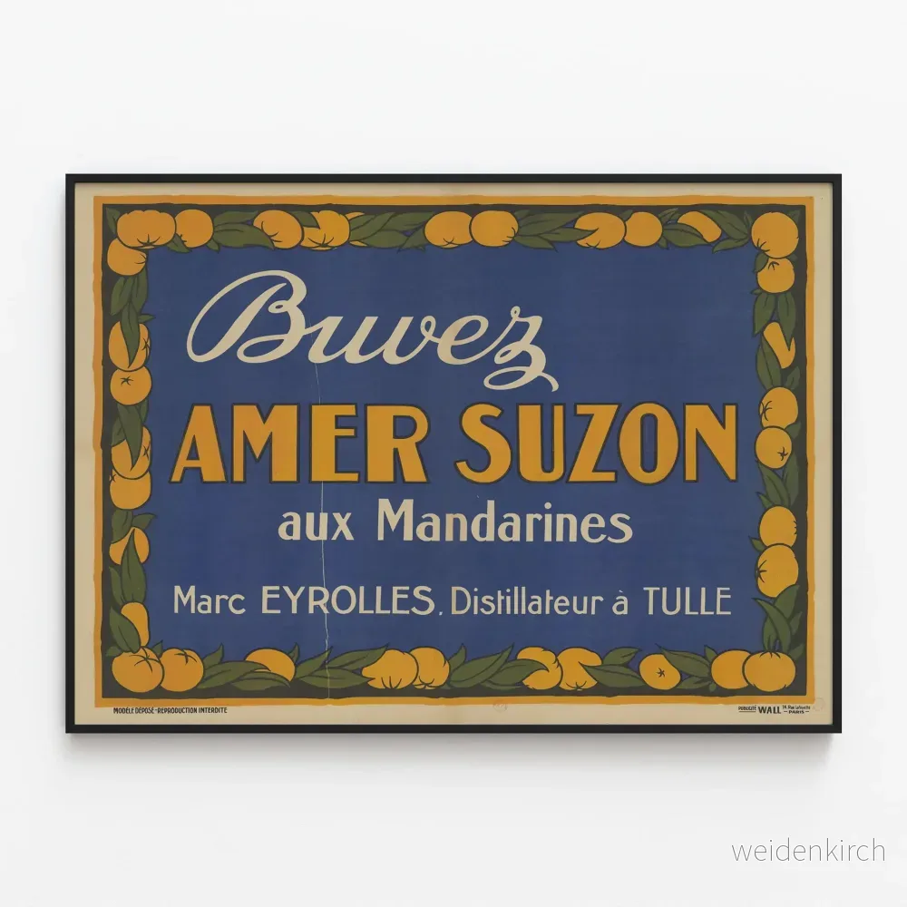 Vintageposter med "Drick Bitter Suzon med Mandariner"