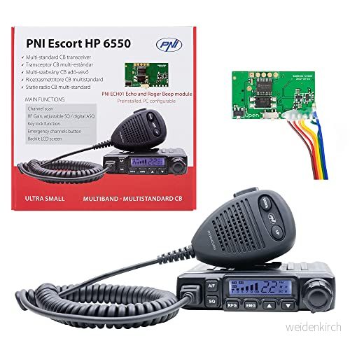 CB PNI Escort HP 6550 radiostation med ECH01 installerad, multistandard, 4W, AM FM, 12V, ASQ, ekoläge 5949066526886