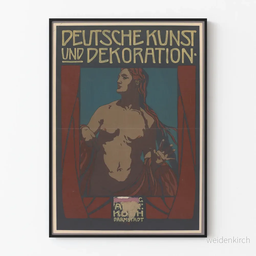 Vintageposter Deutsche Kunst och Dekoration med mänsklig figur