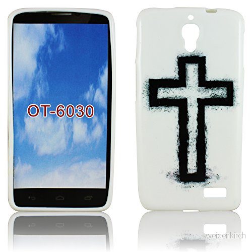 Alcatel onetouch Idol 6030D silikon kors design skydd Jesus mobil fodral väska etui Bumper thematys® 731840787683