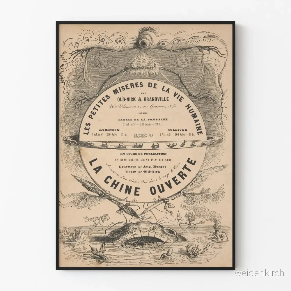 Vintageposter Les Petites Misères de la Vie Humaine – Gammal illustration