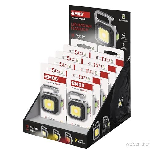 EMOS Mini LED arbet med 7 ljuslägen, liten uppladdningsbar ryggsäck, vattentät verkstad magnet/stativ/klämma, stötsäkert batteri för nödsituationer, familjepaket 10 stycken 8592920124758