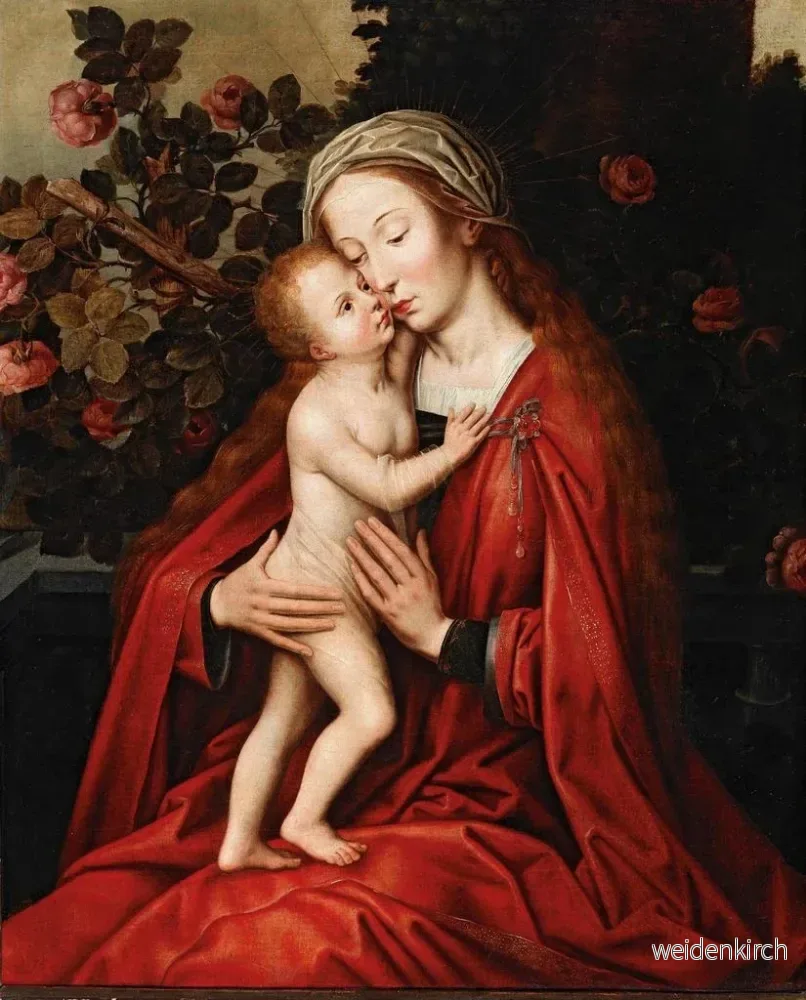 Målning La Vierge à l'Enfant dans une roseraie - Atelier d'Ambrosius Benson | Konsttryck - Bild 2