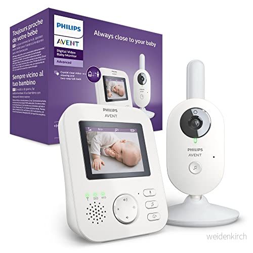 Philips Avent Digital videobabyvakt, Privat and säker med A FHSS teknik, 2,7 tums färgskärm, Lugnande vaggvisor och svarsfunktion (modell SCD833/26) 8710103896760