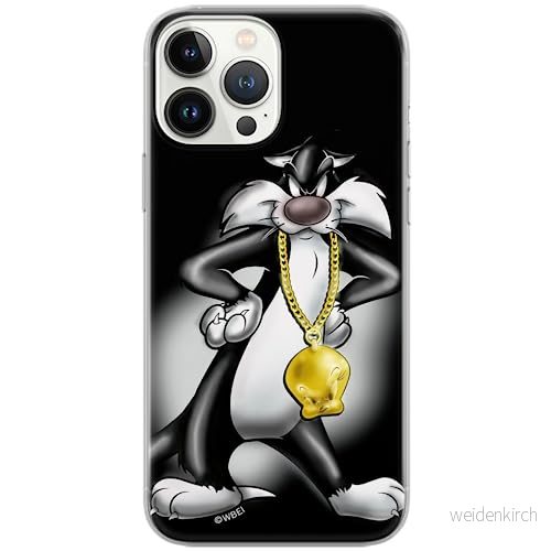 ERT GROUP mobiltelefonfodral för Iphone 13 PRO originalt och officiellt licensierat Looney Tunes mönster Sylvester 002 Vit optimalt anpassad, fodral tillverkad av TPU plast 5903932877816