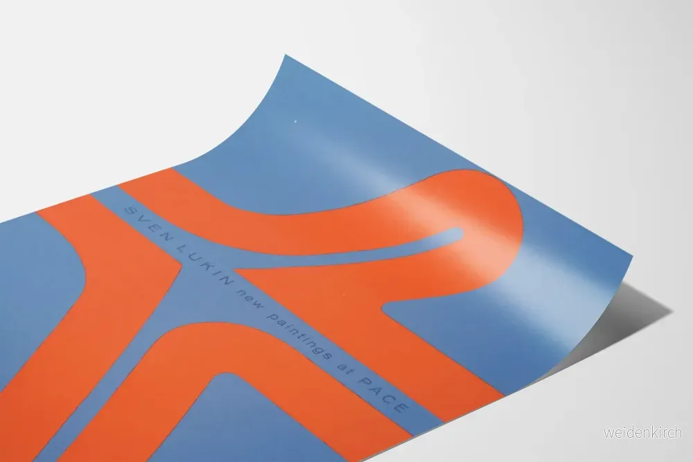 Abstrakt konstnärlig poster av Sven Lukin i blått och orange - Bild 3