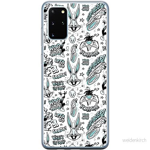 ERT GROUP mobiltelefonfodral för Samsung S20 PLUS / S11 originalt och officiellt licensierat Looney Tunes mönster 004 Vit anpassad till formen på mobiltelefonen, fodral tillverkad av TPU plast 5903537536972