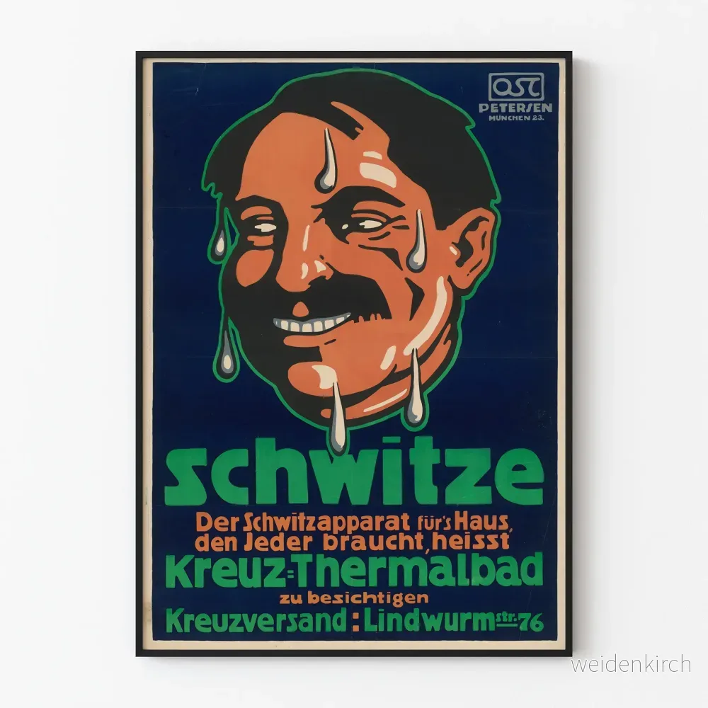 Vintageposter Schwitze Kreuz Thermalbad – Retro väggdekoration Vintageposter Schwitze Kreuz Thermalbad – Retro väggdekoration