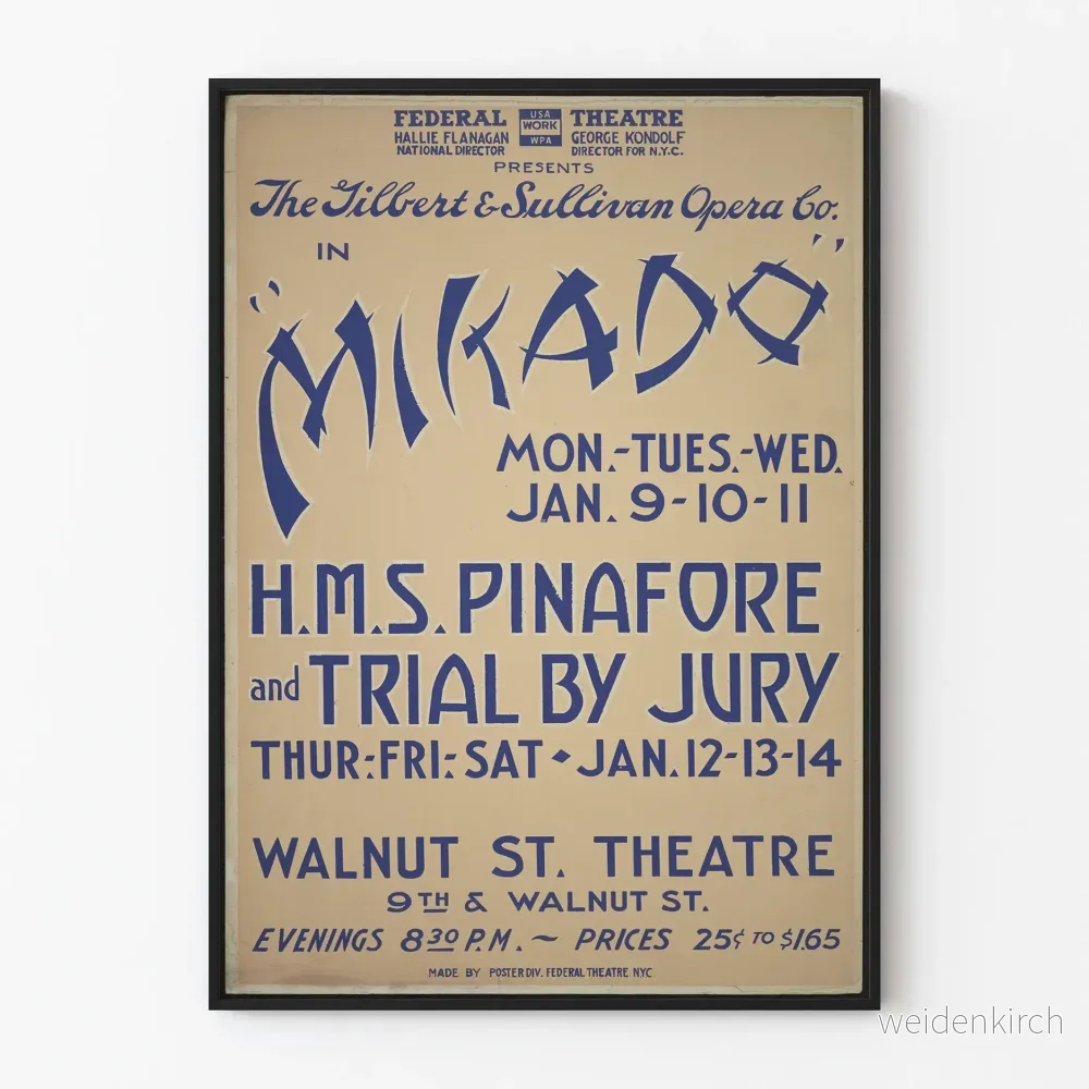 Vintage teaterposter Mikado och H.M.S. Pinafore