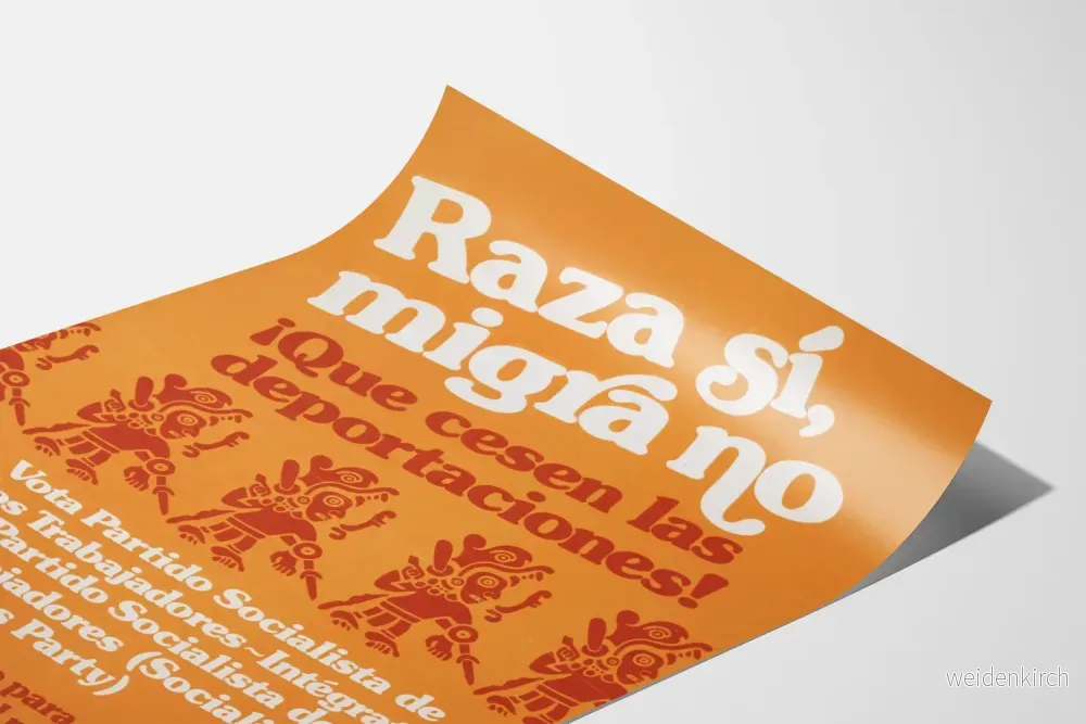Engagerad poster 'Raza sí, migra no' - Vintage politisk väggdekoration - Bild 3