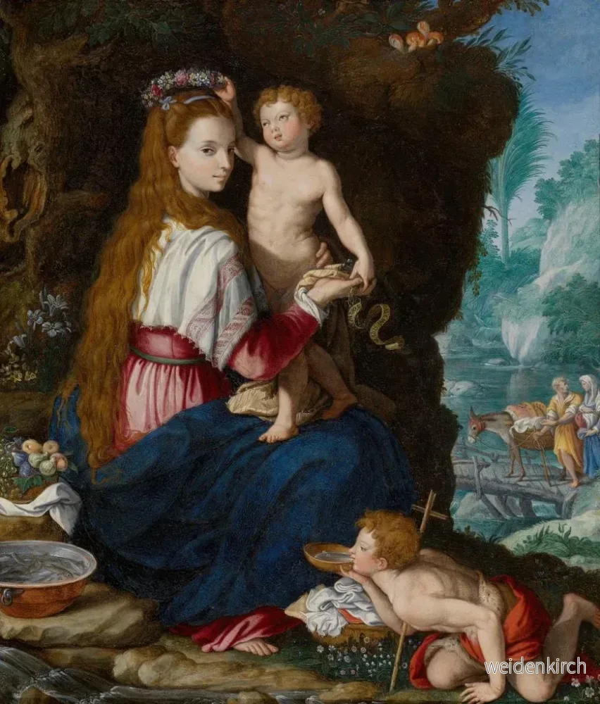 Målning La Vierge avec l'enfant saint Jean-Baptiste - Alessandro Allori | Konsttryck - Bild 2