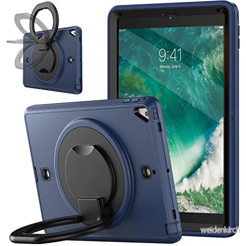 fodral för iPad 10,2 9:e/8:e/7:e generationen 2021/2020/2019 med 360 graders roterbart stöd, modernt stöttåligt pennhållare och handrem marinblå 7657136214639