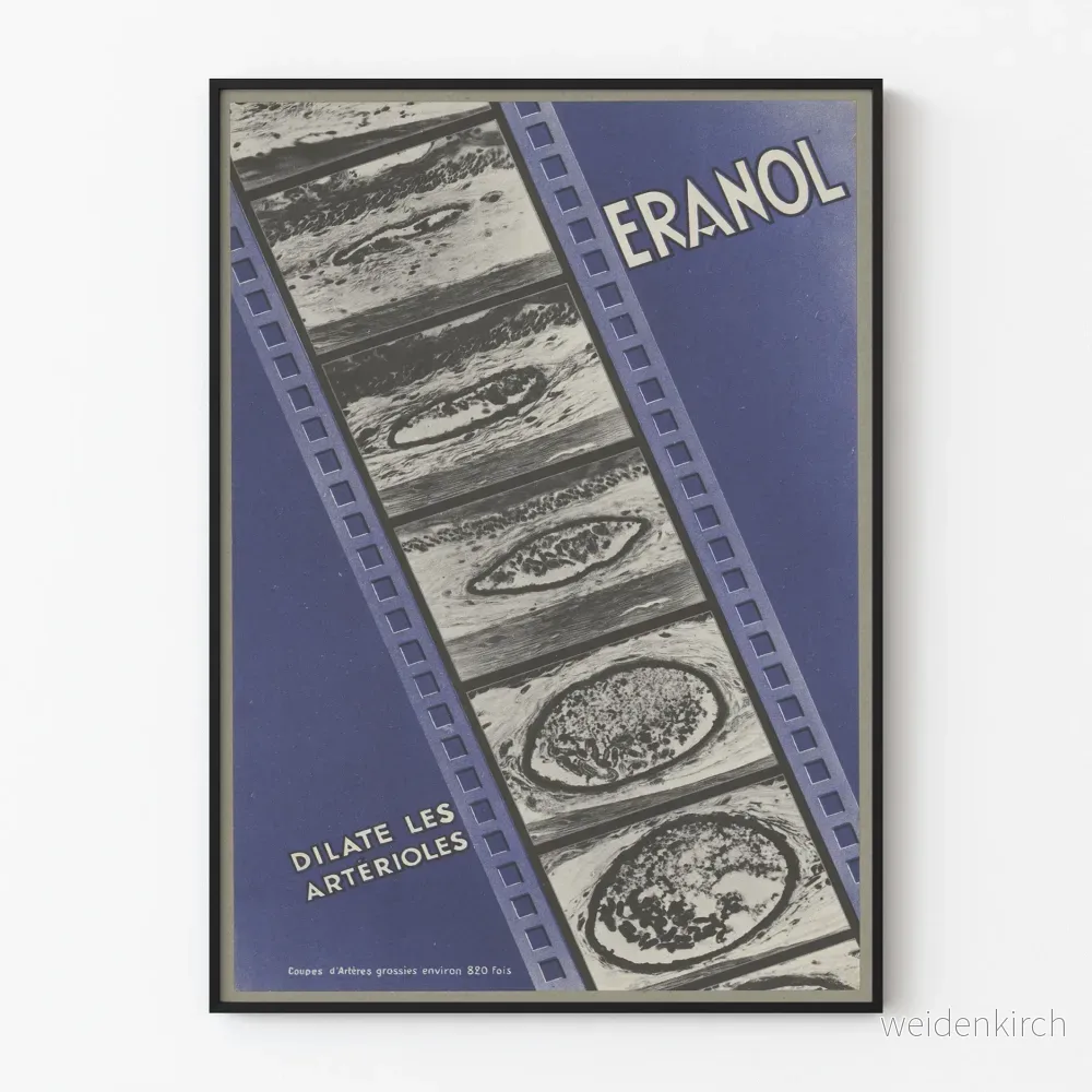 Vintage medicinsk poster Eranol – Vidgar arterioler