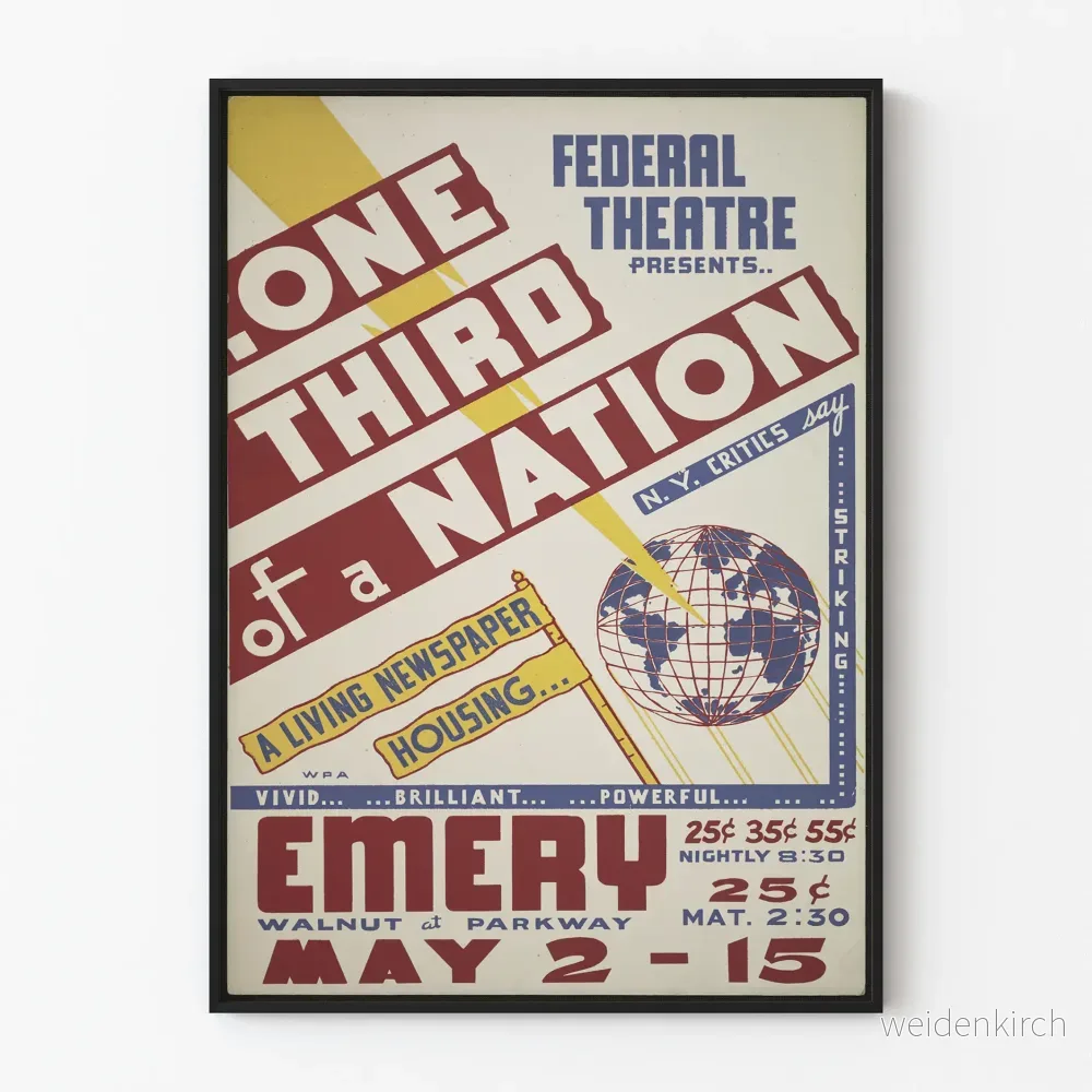 Vintageaffisch för teater ‘One Third of a Nation’ retro väggdekoration