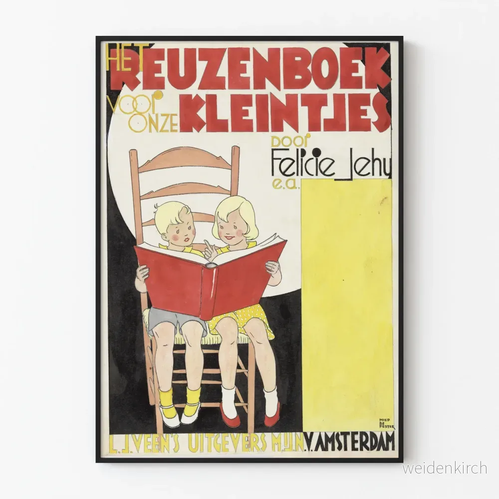 Vintageposter Le Reuzenboek för barn - Retro väggdekoration