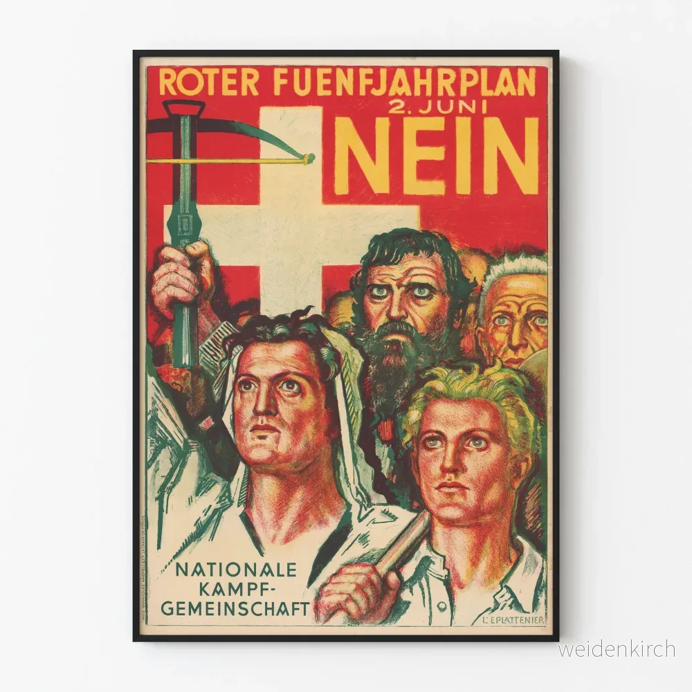 Svensk vintage politisk poster « Roter Fünfjahresplan Nein »