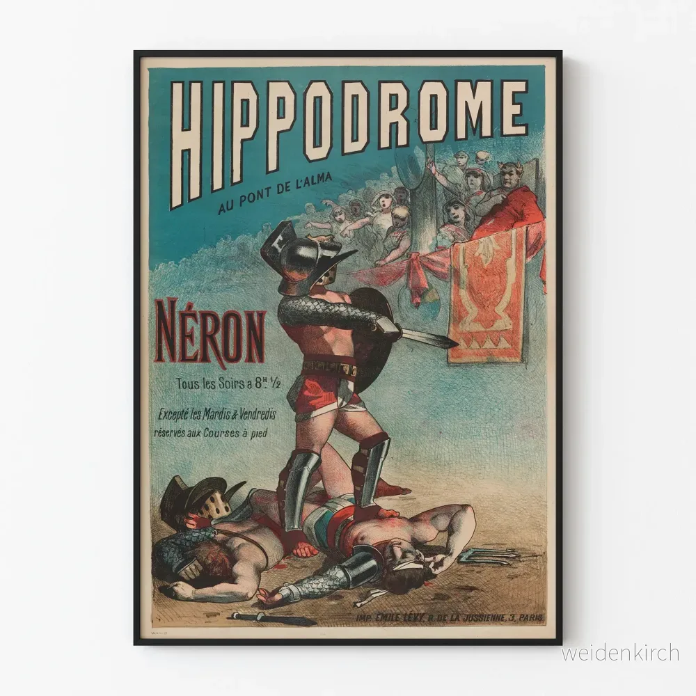 Vintageposter av Hippodrome vid Pont de l'Alma - Neros gladiator