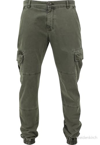 Urban Classics Washed Cargo Twill Joggingbyxor Olive / 30 4053838135679