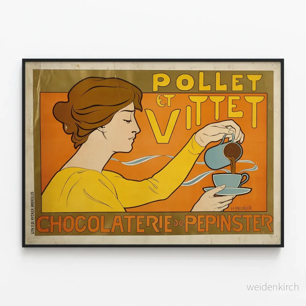 Vintageposter Pollet och Vittet Chokladfabrik i Pépinster Vintageposter Pollet och Vittet Chokladfabrik i Pépinster
