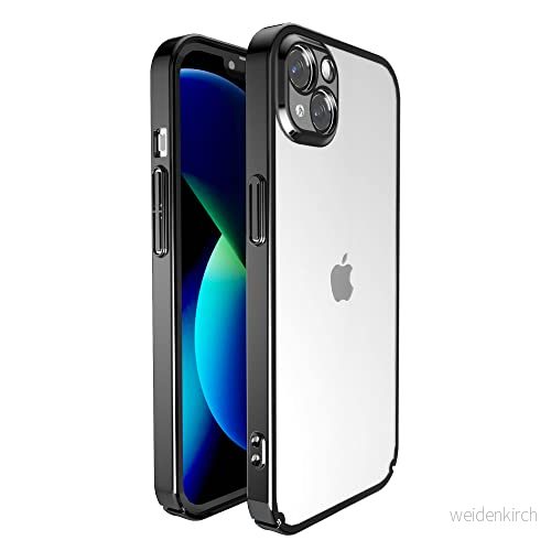 Angeston fodral kompatibelt med iPhone 13, galvaniserad spegel hårt skyddande metallram för stöttåligt repbeständigt svart 750266968803