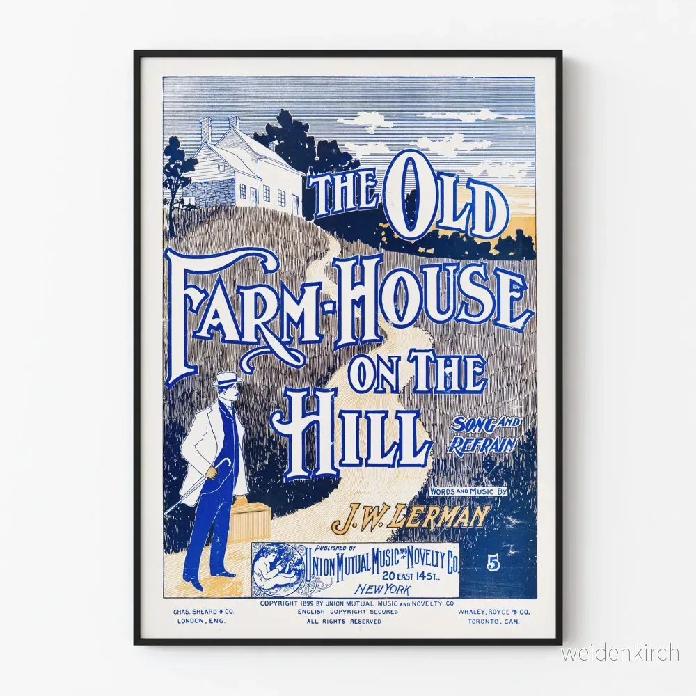 Vintageposter av The Old Farm-House on the Hill