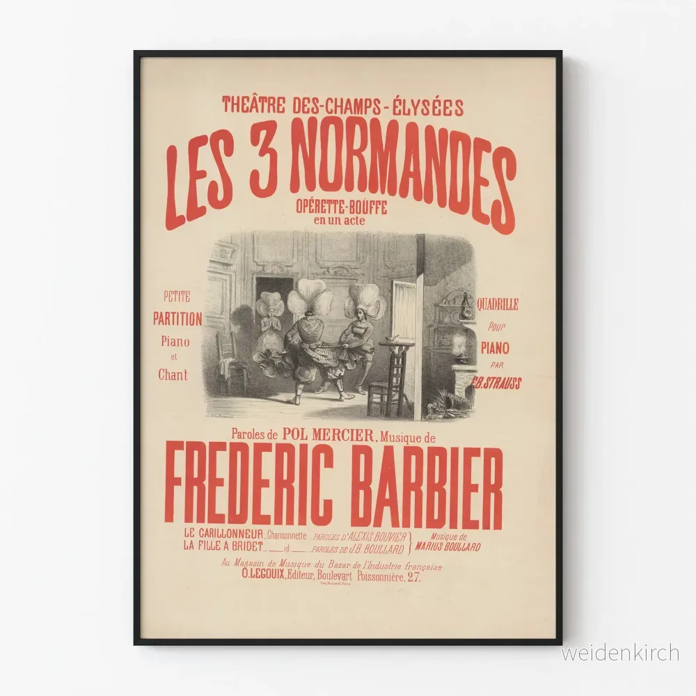Vintageaffisch för teatern Les 3 Normandes - Retro väggdekoration