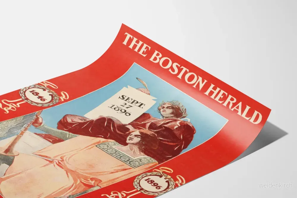 Vintageposter av Boston Herald från 1896, halvsekellång väggdekoration - Bild 3